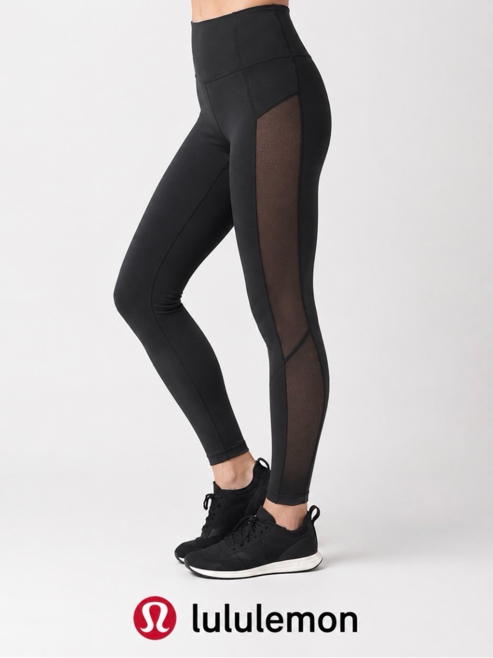 lululemon Body Con Tight Black 4 High Rise Luxtreme Sheer Mesh Panel W5AI8S